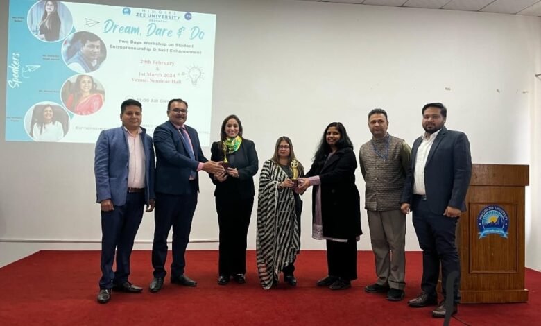 देहरादून। हिमगिरी ज़ी यूनिवर्सिटी एंटरप्रेन्योरशिप एंड इनक्यूबेशन सेंटर ने छात्रों और संकाय सदस्यों के भीतर उद्यमिता कौशल पर ध्यान केंद्रित करते हुए डेयर ड्रीम एंड डू पर दो दिवसीय कार्यशाला का आयोजन किया। देहरादून। हिमगिरी ज़ी यूनिवर्सिटी एंटरप्रेन्योरशिप एंड इनक्यूबेशन सेंटर ने छात्रों और संकाय सदस्यों के भीतर उद्यमिता कौशल पर ध्यान केंद्रित करते हुए डेयर ड्रीम एंड डू पर दो दिवसीय कार्यशाला का आयोजन किया।